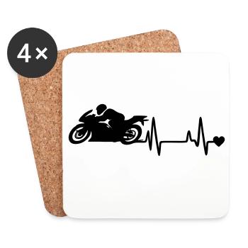motocyclette - Dessous de verre (lot de 4) - blanc - Devant