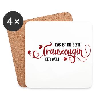 Trauzeugin Beste Freundin Schwester Hochzeit - Untersetzer (4er-Set) - Weiß - Vorne