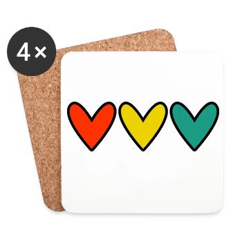 HERZ. HERZ. VALENTINSTAG. LIEBE. LIEBE. PAAR. - Untersetzer (4er-Set) - Weiß - Vorne