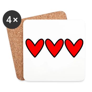 HERZ. PAAR. VALENTINSTAG. GERADE VERHEIRATET. Junggesellinnenabschied. - Untersetzer (4er-Set) - Weiß - Vorne