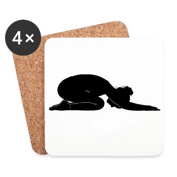 Child’s Pose Yoga Silhouette - Coasters (set of 4) - white - Front