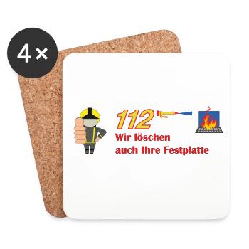 Wir löschen auch ihre Festplatte - Feuerwehr - Untersetzer (4er-Set) - Weiß - Vorne