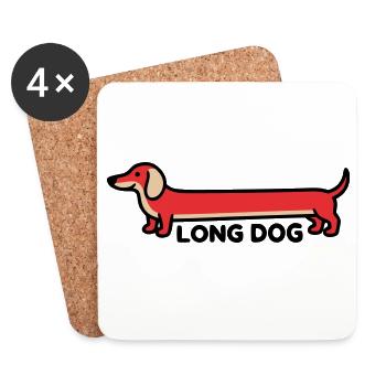 Un long chien teckel qui dit drôle - Dessous de verre (lot de 4) - blanc - Devant