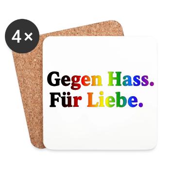 Against hate, for love – rainbow - Coasters (set of 4) - white - Front