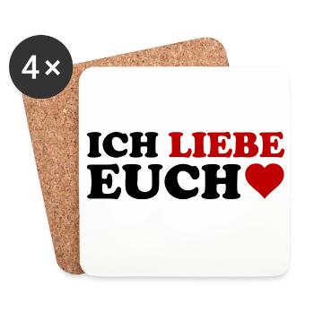 LIEBE Herzrot – Rotes Wortkunst-Design - Untersetzer (4er-Set) - Weiß - Vorne