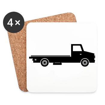 Camion à plateau - Dessous de verre (lot de 4) - blanc - Devant