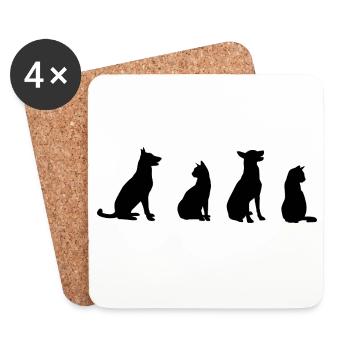 Cats and dogs - Coasters (set of 4) - white - Front