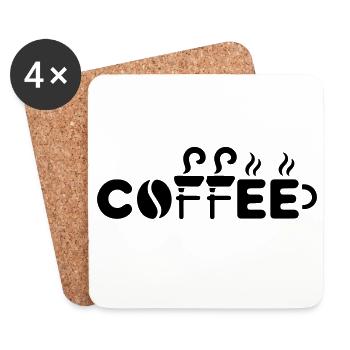 Coffee Coffee Bean Mug - Funny Office Design - Coasters (set of 4) - white - Front