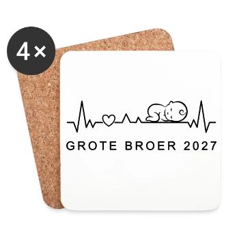 Ich Werde Großer Bruder 2027 Herzschlag NL - Untersetzer (4er-Set) - Weiß - Vorne
