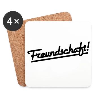 Freundschaft Schriftzug (Farbe änderbar) - Untersetzer (4er-Set) - Weiß - Vorne