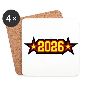 2026 Deutschland - Untersetzer (4er-Set) - Weiß - Vorne
