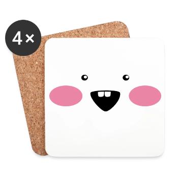 Timmy Kawaiigesicht - Untersetzer (4er-Set) - Weiß - Vorne