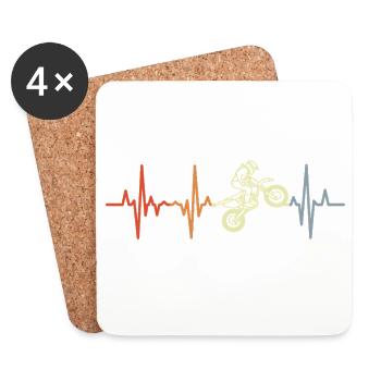 Cardiogramme rétro de motocross - Dessous de verre (lot de 4) - blanc - Devant
