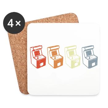 Jeux d’arcade rétro des années 80 - Dessous de verre (lot de 4) - blanc - Devant