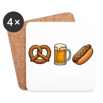 Pretzel Beer Mug Bratwurst Folk Festival Traditional Costumes Replacement - Coasters (set of 4) - white - Front