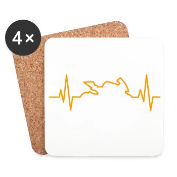 Motorcycle Heartbeat Gift Motorcyclist - Coasters (set of 4) - white - Front