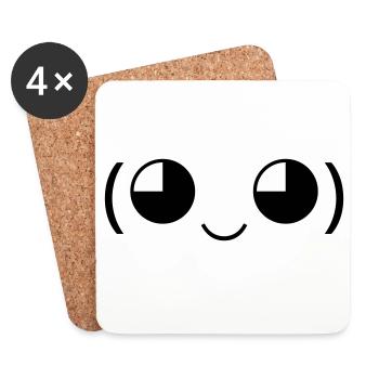 Süßes Lächeln (◕‿◕) kawaii Emoticon - Untersetzer (4er-Set) - Weiß - Vorne