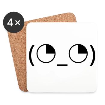 Eye rolling emoticon (◔_◔) annoyed look - Coasters (set of 4) - white - Front