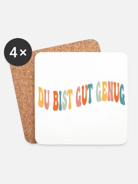 Du Bist Gut Genug - Bunte Typo - Untersetzer (4er-Set) - Weiß