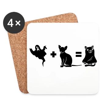 Funny Halloween Dog Ghost - Untersetzer (4er-Set) - Weiß - Vorne