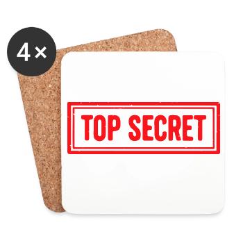 Topgeheimes Grunge-Gummistempel-Vintage-Siegeldesign - Untersetzer (4er-Set) - Weiß - Vorne