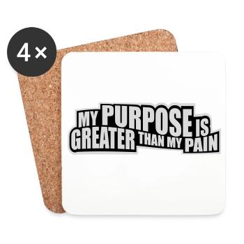 Mon but est plus grand que ma douleur, ce qui signifie le logo des guillemets - Dessous de verre (lot de 4) - blanc - Devant