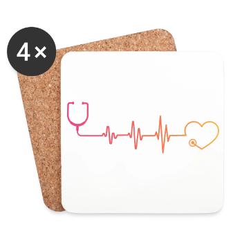 Stethoskop-Krankenschwester Sunset Herzschlag Doktor - Untersetzer (4er-Set) - Weiß - Vorne