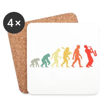 Saxophonist Evolution - Retro Saxophone Musician - Coasters (set of 4) - white - Front