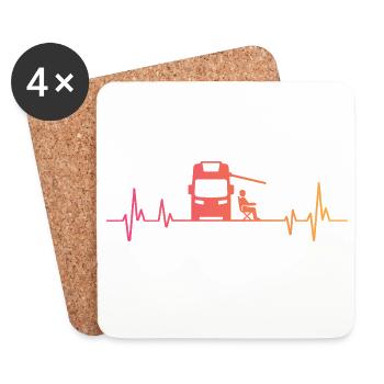 Sunset Camper Heartbeat Camper - Coasters (set of 4) - white - Front