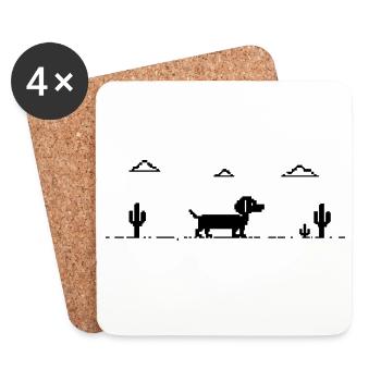 Teckel Teckel Pixel Art rétro - Dessous de verre (lot de 4) - blanc - Devant