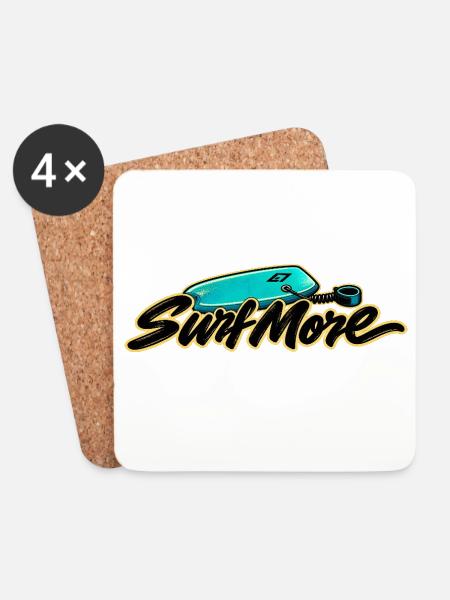 Surf More – Retro Bodyboard - Untersetzer (4er-Set) - Weiß