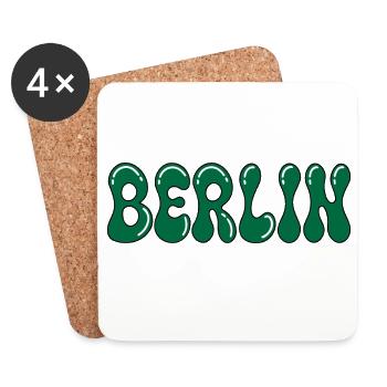 Berlin Psychedelic Green Black - Untersetzer (4er-Set) - Weiß - Vorne