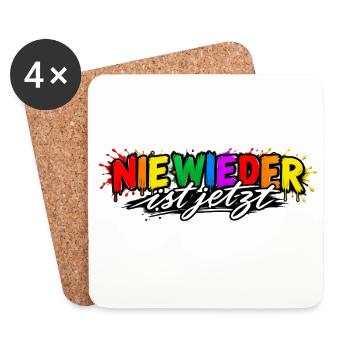 Nie Wieder ist Jetzt Graffiti - Untersetzer (4er-Set) - Weiß - Vorne