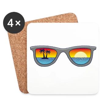 Sonnenbrille und Paradies - Untersetzer (4er-Set) - Weiß - Vorne