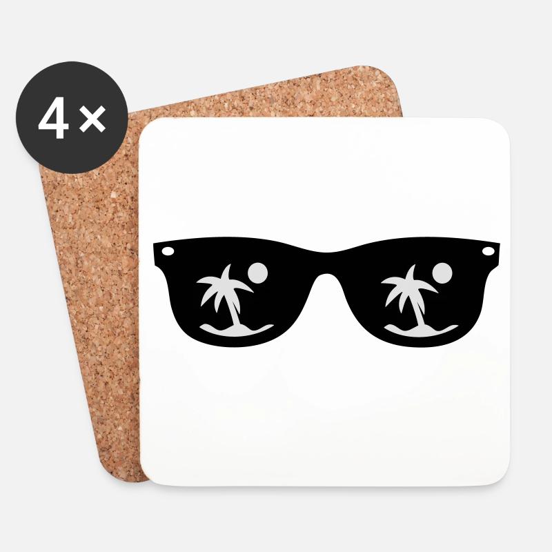 Sonnenbrille - Untersetzer (4er-Set) - Weiß