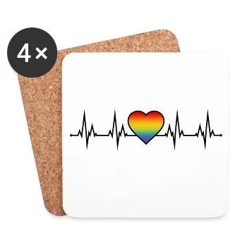 Rainbow heartbeat - Coasters (set of 4) - white - Front