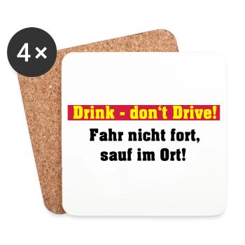 Party Shirt , Drink ... sauf im Ort (25) - Untersetzer (4er-Set) - Weiß - Vorne