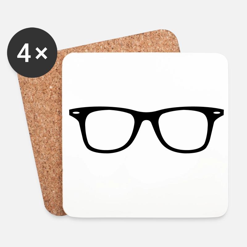 hipster glasses nerd - Coasters (set of 4) - white