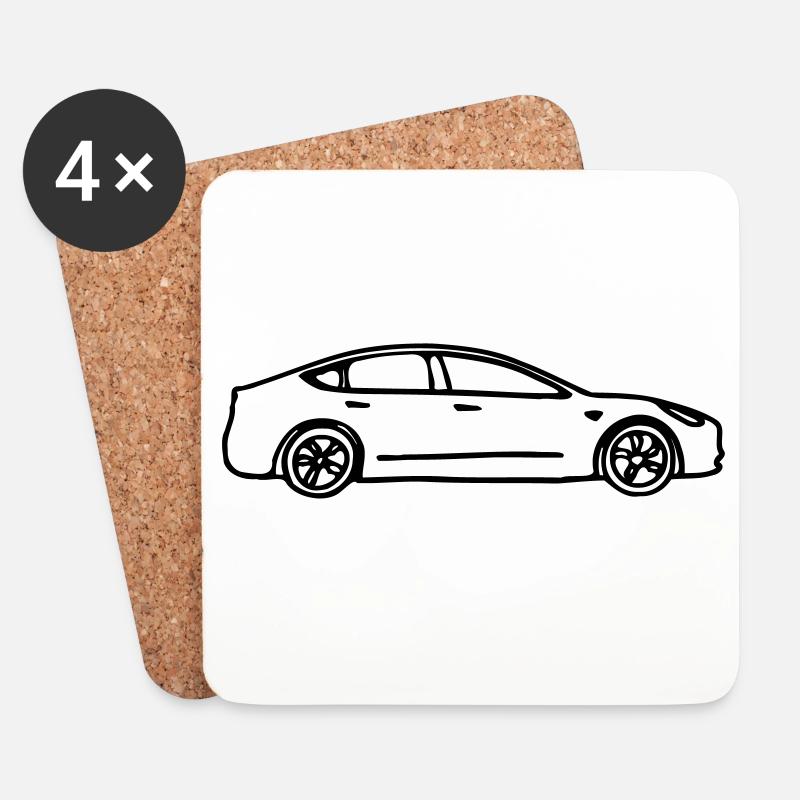Model 3 gezeichnet - Untersetzer (4er-Set) - Weiß
