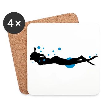 diver - Coasters (set of 4) - white - Front