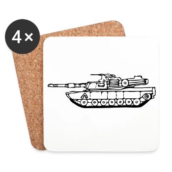 gezeichneter M1 Abrams Panzer - Untersetzer (4er-Set) - Weiß - Vorne