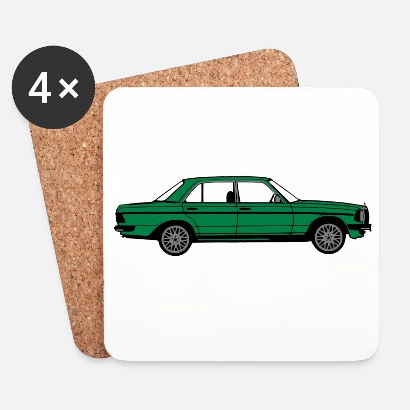MB W123 ,Youngtimer ,Oldtimer, seitlich ..(25) - Untersetzer (4er-Set) - Weiß