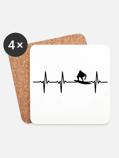 Surfer EKG - Untersetzer (4er-Set) - Weiß