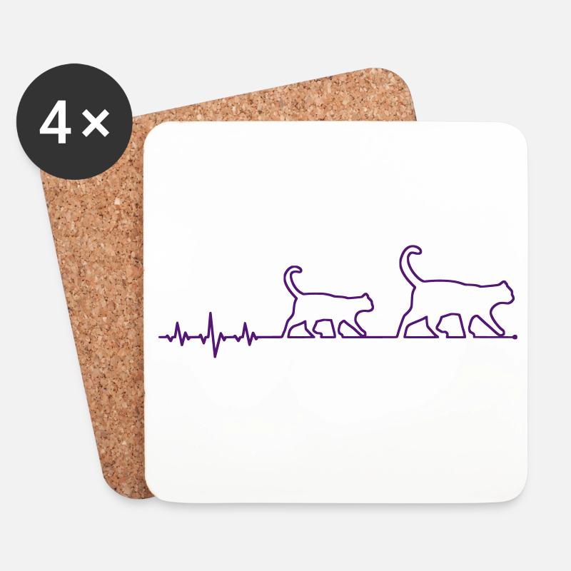 Katze - Untersetzer (4er-Set) - Weiß