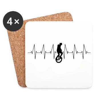 Einrad Ekg Herzschlag - Untersetzer (4er-Set) - Weiß - Vorne