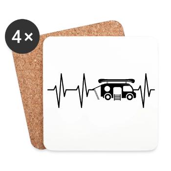 camper heartbeat herzschlag camping campen - Untersetzer (4er-Set) - Weiß - Vorne