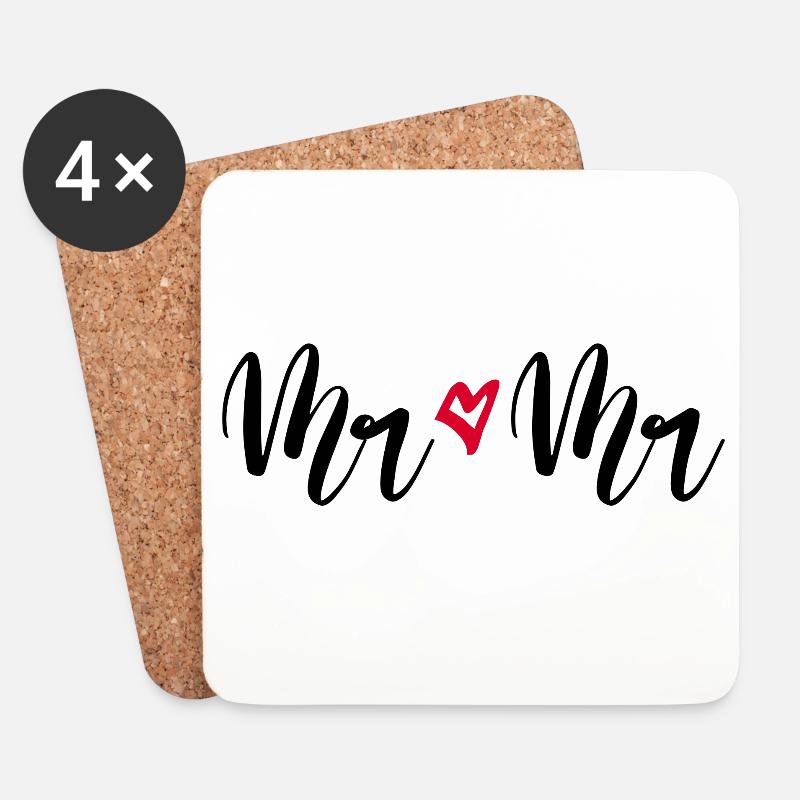 Mr & Mr Hochzeit Heiraten Schwules Paar - Untersetzer (4er-Set) - Weiß