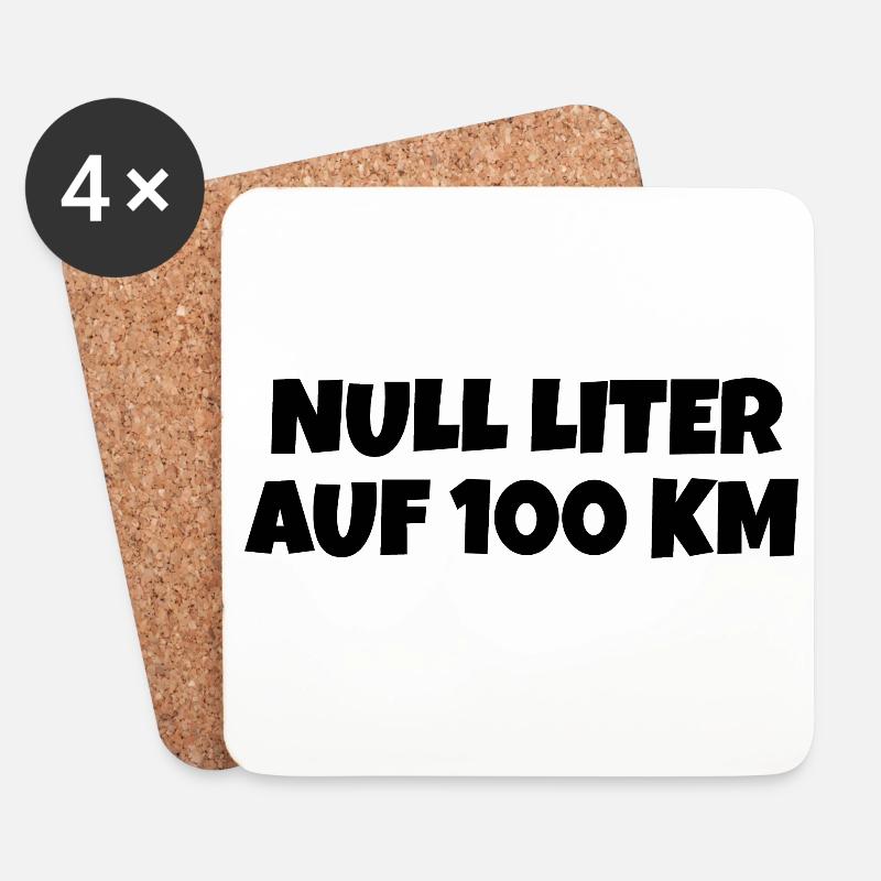 Null Liter auf 100 Km Fahrrad Spruch - Untersetzer (4er-Set) - Weiß