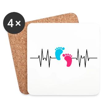 Empreintes bébé - Dessous de verre (lot de 4) - blanc - Devant