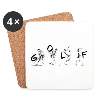 4 joueurs de golf et le mot golf - Dessous de verre (lot de 4) - blanc - Devant